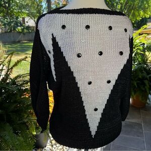 GiGi Sweater Shiny Black & White  by Sophia Y Kim size M